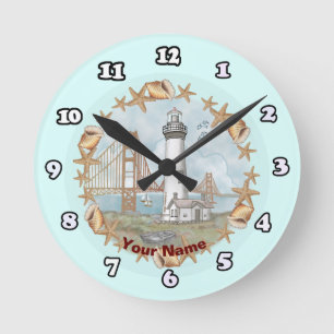 Ronde Phare de Californie Coquillages Horloge