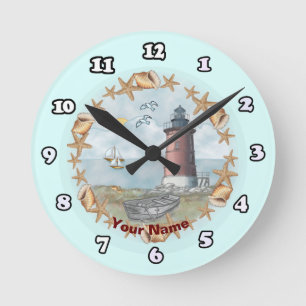 Ronde Phare de Delaware Shells Horloge