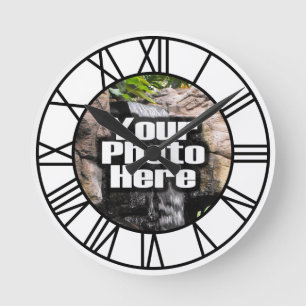 Ronde Photo personnalisée Horloge couleur complète Numér