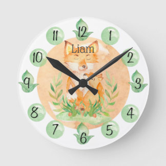 Ronde Pouf personnalisable Baby Fox Horloge maternelle M