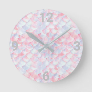Ronde Pretty Pink Mermaid échelle MUR HORLOGE