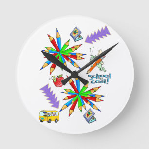 Ronde Retour à l'école est Cool Enseignants Horloge