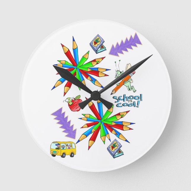 Ronde Retour à l'école est Cool Enseignants Horloge (Recto)