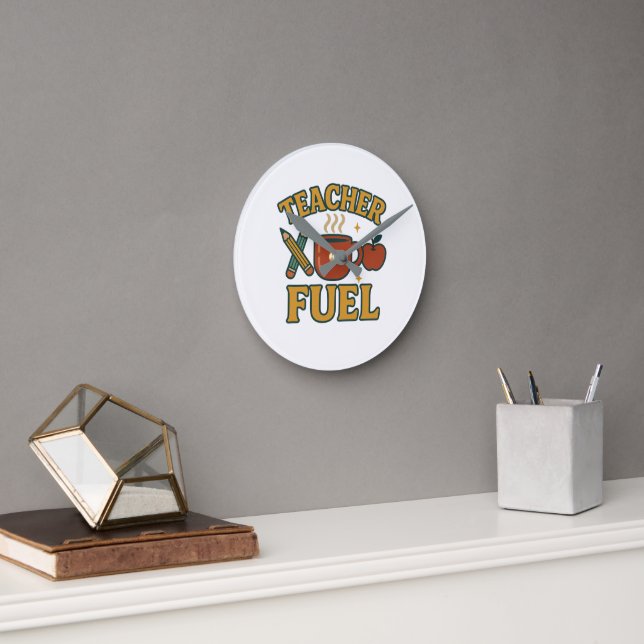Ronde Rétro Enseignant Carburant Horloge - Drôle Enseign (Bureau)