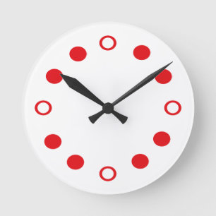 Ronde Rétro horloge moderne rouge blanche