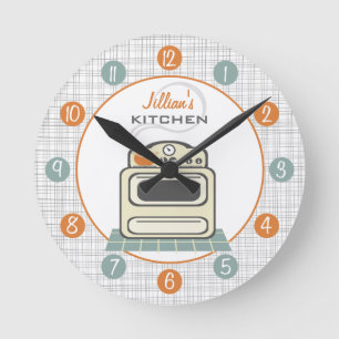 Ronde Rétro Stoke Cuisine personnalisée Horloge