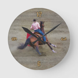 Ronde Rodéo Cowgirl Barrel-Racing Occidentale Horloge À 
