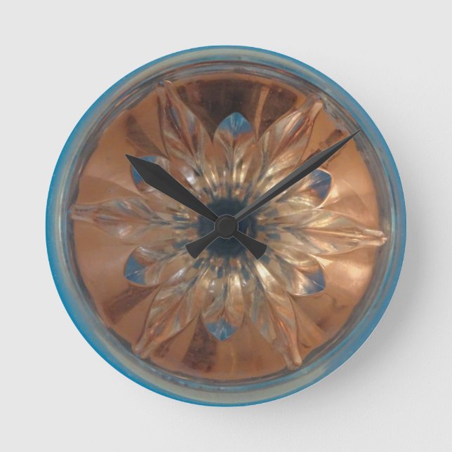 Ronde Rosé Fleur Bleu Mur Horloge (Recto)
