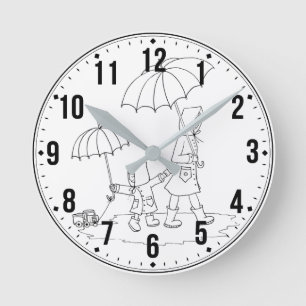 Ronde Sweet Rainy Day Horloge - Cadeau mère & enfant