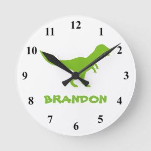 Ronde T Rex dinosaure murale horloge avec nom enfant per