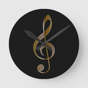 Ronde Treble Clef Musique à thème mural horloge