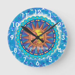 Ronde Visage Soleil Lune Horloge