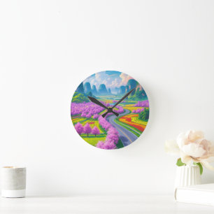 Ronde "Voyage en fleurs de cerisier - horloge de la paro