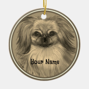 Rondo Pekingeser Hunde-Ornament Keramik Ornament