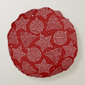 Ronds Coussins de Noël rouge et blanc