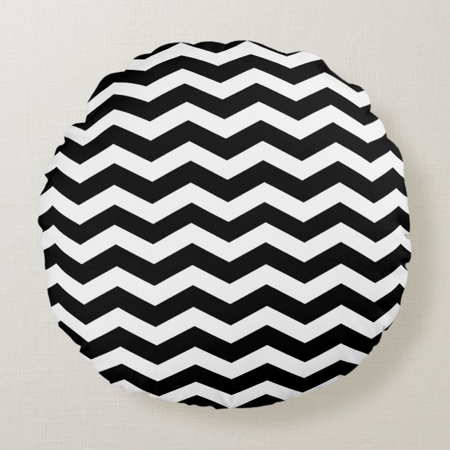 Ronds Motif noir Chevron Coussins rondes (Devant)
