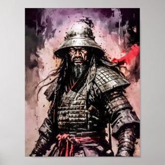 Ronin Samurai Kriegerfarbe zeichnend Poster