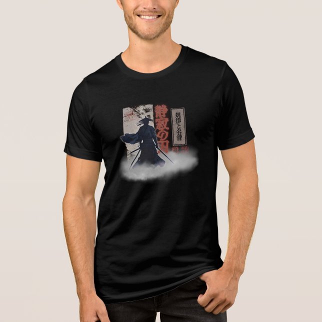 Ronin Warrior – Lone Samurai in the Mist Tri-Blend Shirt (Vorderseite)