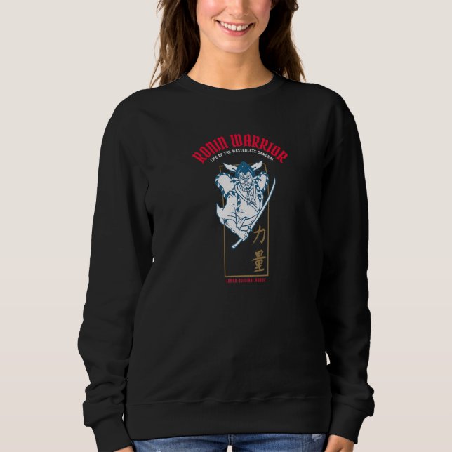 Ronin Warrior Masterless Samurai Kabuki und Kanji Sweatshirt (Vorderseite)
