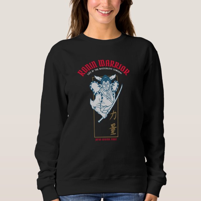 Ronin Warrior Masterless Samurai Kabuki und Kanji Sweatshirt (Vorderseite)