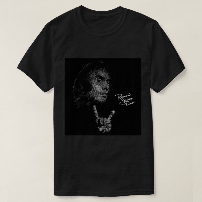 Ronnie James Dio Scribble Art Acrylic Block T-Shirt (Design vorne)