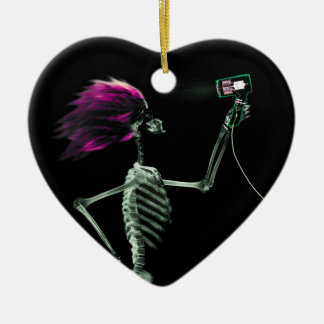 Röntgen-Skelett föhnt Haare Keramik Ornament
