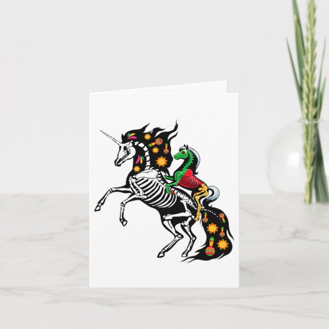 Röntgen-Skelett Pferd Reitendes Einhorn Cinco De M Karte (Vorderseite)