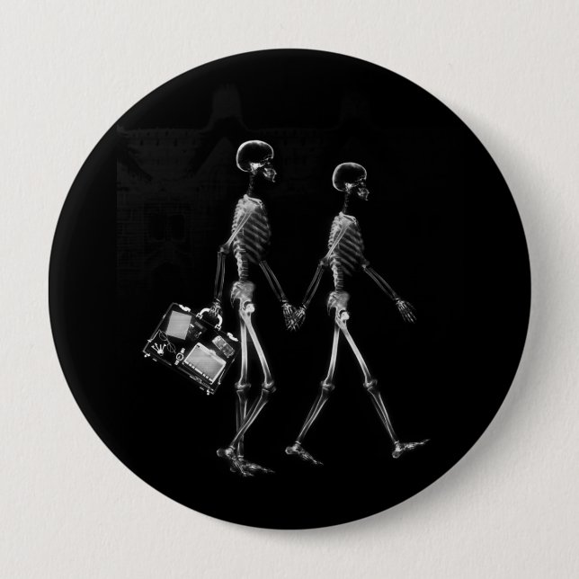 RÖNTGENBLICK-SKELETON PAARE REISENDES B&W BUTTON (Vorderseite)