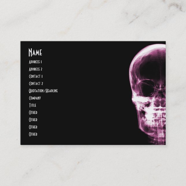 RÖNTGENBLICK-SKELETON SCHÄDEL - ROSA VISITENKARTE (Vorderseite)