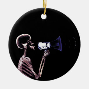 RÖNTGENBLICK-SKELETT AUF MEGAPHON - VORLAGE KERAMIK ORNAMENT