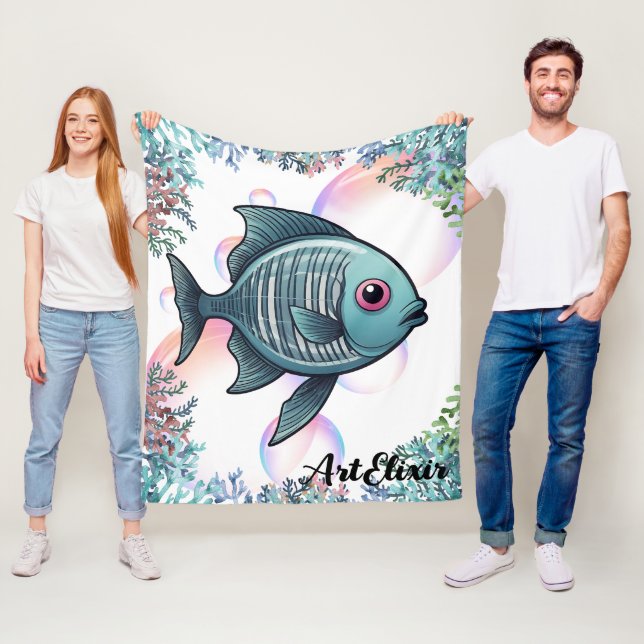 Röntgenfisch Korallendruck Fleecedecke (Beispiel)