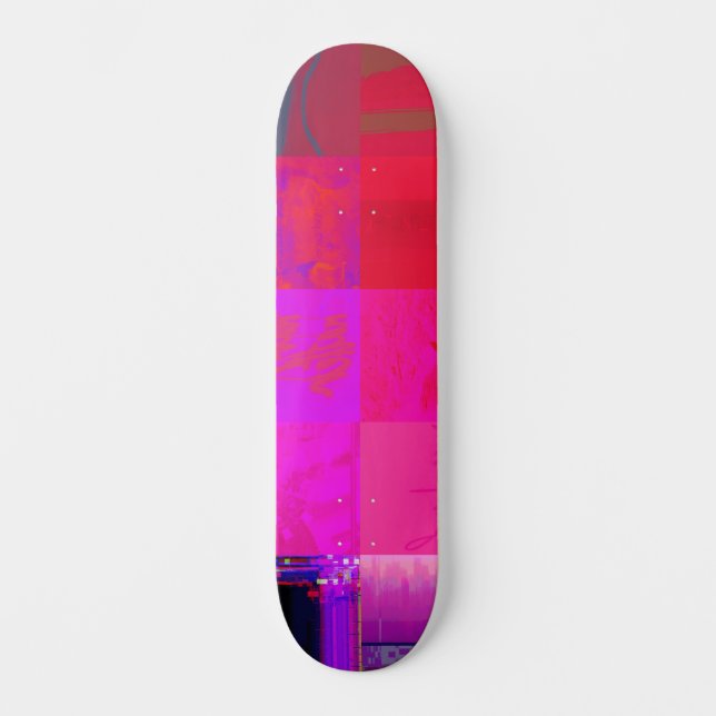 Röntgenmädchen Glitch-Art-Raster Hot Pink Skateboard (Vorderseite)