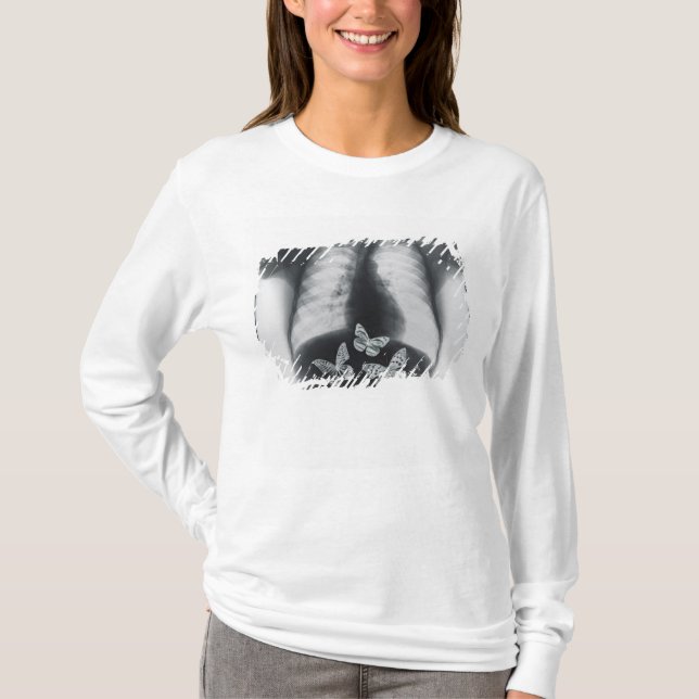 Röntgenstrahl der Schmetterlinge im Magen T-Shirt (Vorderseite)
