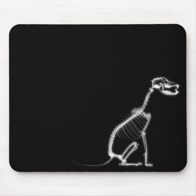 RÖNTGENSTRAHL-HÜNDCHEN-SKELETT-SITZEN - B&W MOUSEPAD (Vorne)