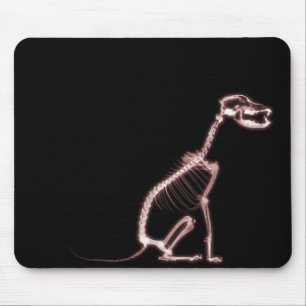 RÖNTGENSTRAHL-HÜNDCHEN-SKELETT-SITZEN - ROT MOUSEPAD