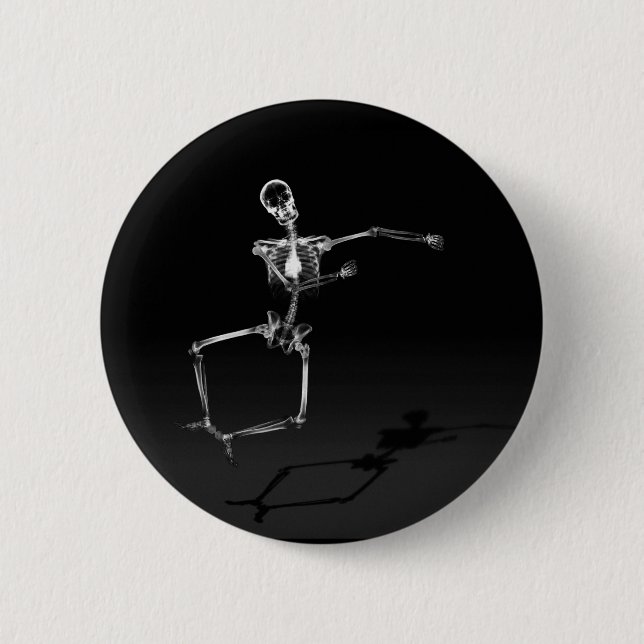 RÖNTGENSTRAHL-SKELETON FREUDE-SPRUNG B&W BUTTON (Vorderseite)