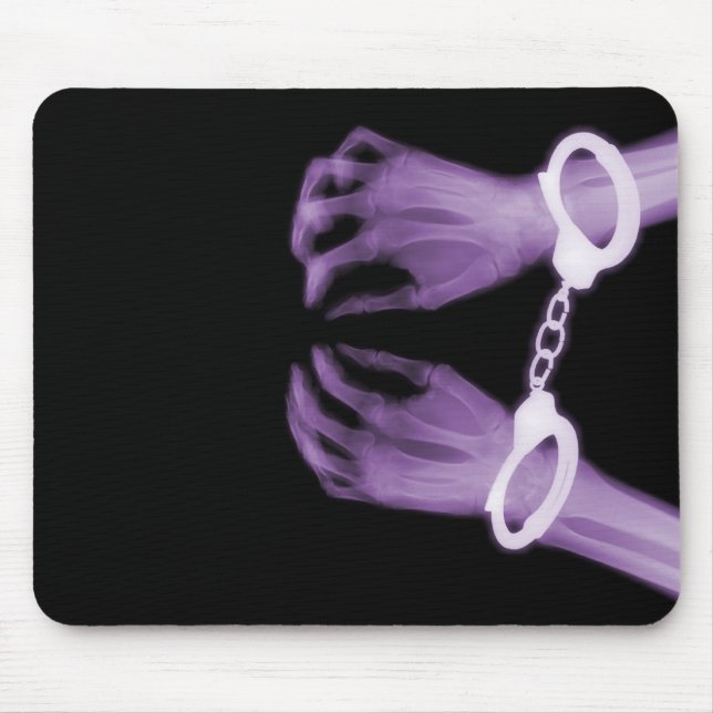 RÖNTGENSTRAHL-SKELETON HANDstulpen - LILA Mousepad (Vorne)