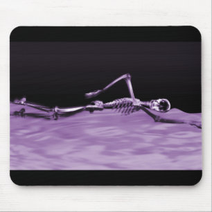 Röntgenstrahl-Skeleton Schwimmen - lila Mousepad