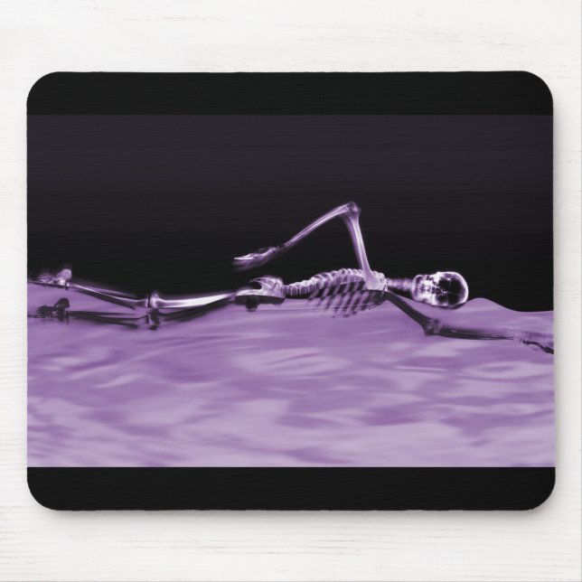 Röntgenstrahl-Skeleton Schwimmen - lila Mousepad (Vorne)