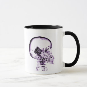 RÖNTGENSTRAHL-SKELETT AM TELEFON - LILA TASSE