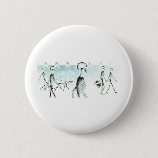 Röntgenstrahl-Skelett-Nachmittagstroll-negatives Button (Vorderseite)