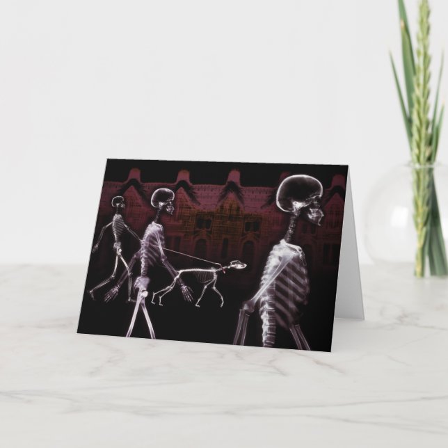 Röntgenstrahl-SkelettemitternachtsStroll Karte (Vorderseite)