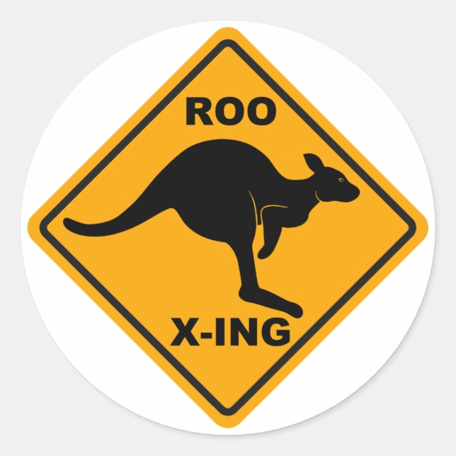Roo Xing Sign Design Runder Aufkleber (Vorderseite)