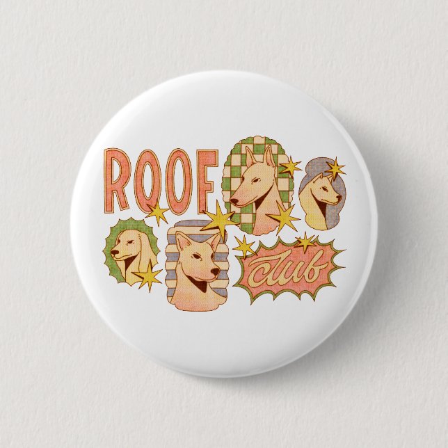 Roof Club / Hunde-Illustrationen Button (Vorderseite)