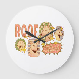 Roof Club / Hunde-Illustrationen Große Wanduhr
