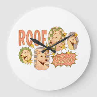 Roof Club / Hunde-Illustrationen Große Wanduhr
