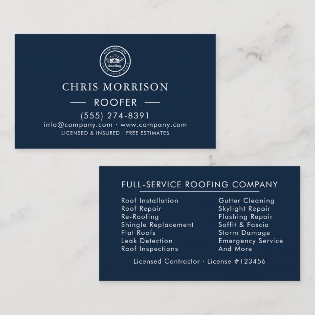Roofing Company | Custom Logo Services Visitenkarte (Vorne/Hinten)