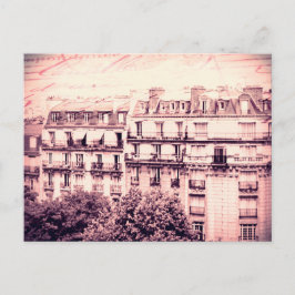 Roofops von Paris in Rosa Postkarte