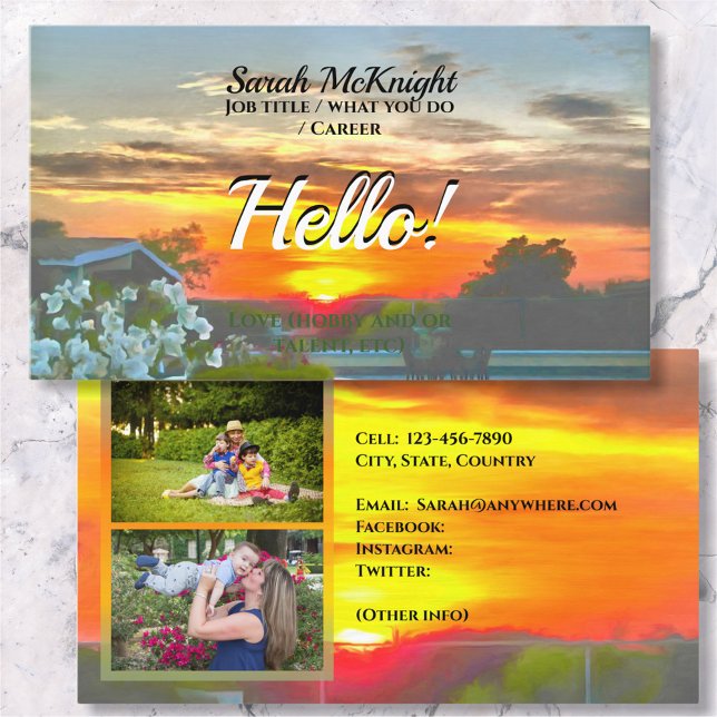 Rooftop Sunset Hello 2295 Calling Card Visitenkarte (Von Creator hochgeladen)