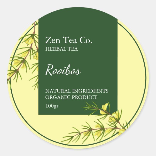 Rooibos Herbal Tea Business Label Runder Aufkleber (Vorderseite)